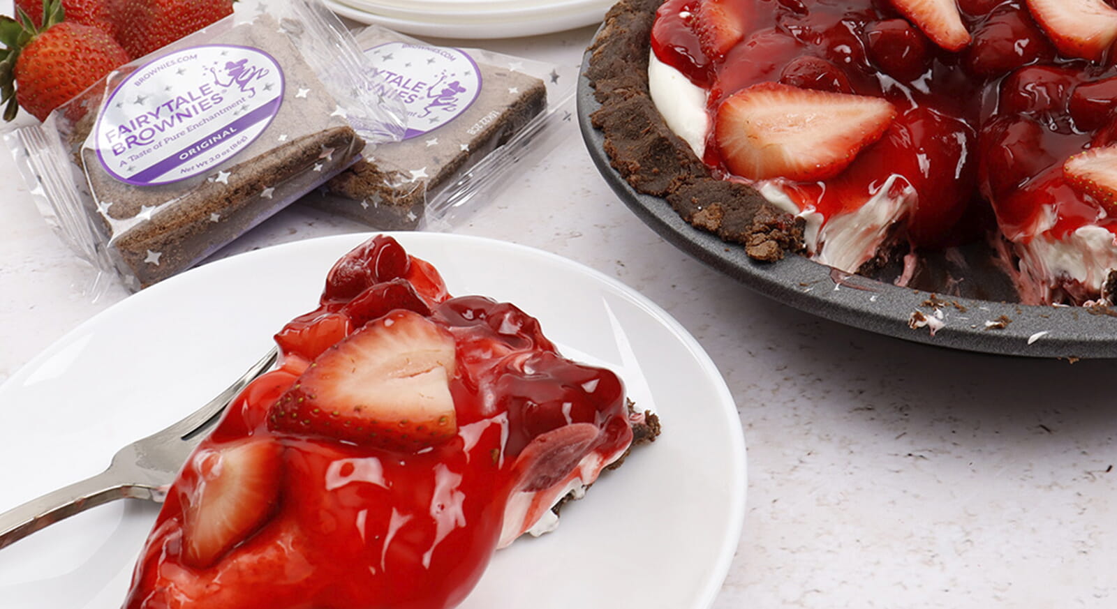 Strawberry Cream Cheese Brownie Pie