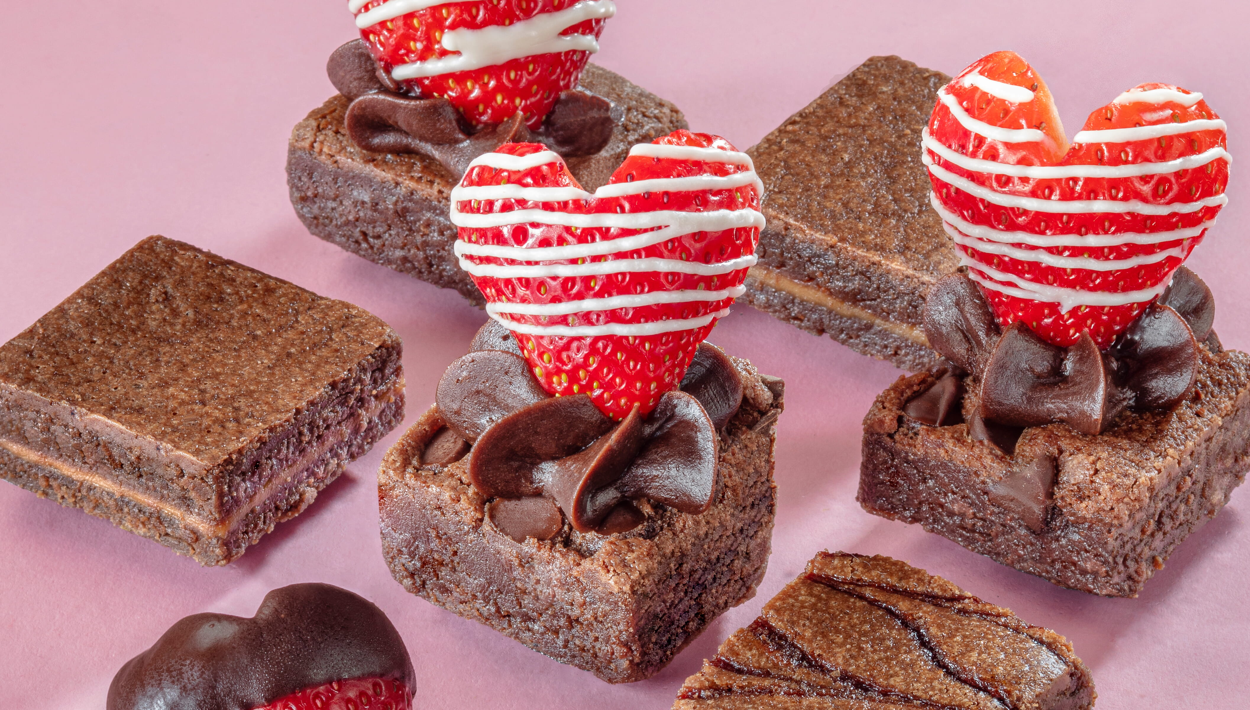 Strawberry Heart Topped Brownies