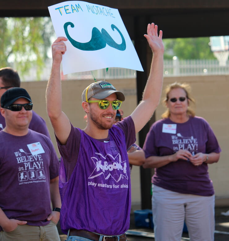 Man holding sign