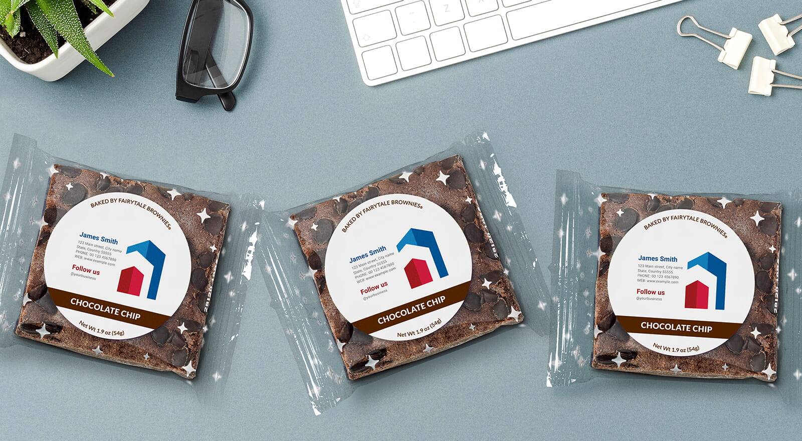add your business information to a brownie label