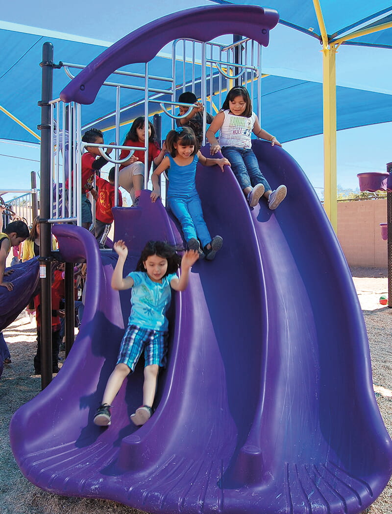 Children enjoying their new playground