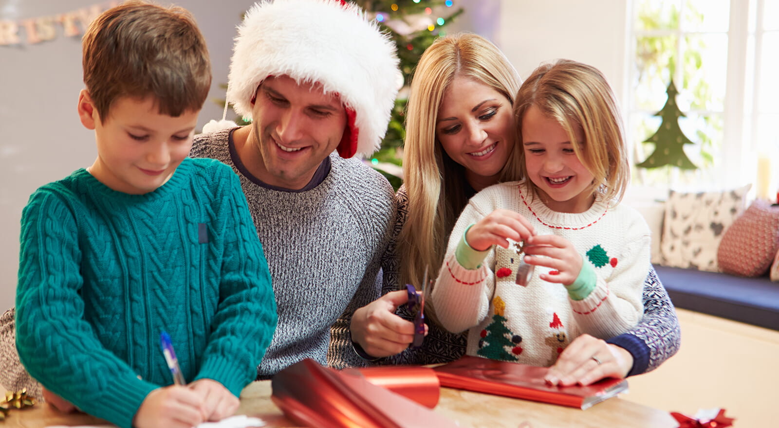 family wrapping together